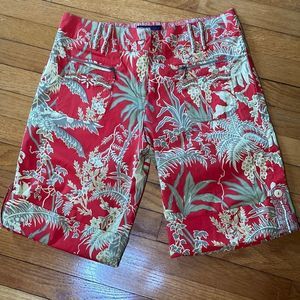 Haven Bleu Shorts Bermuda Beaded Embellishment Tropical Bermuda Shorts